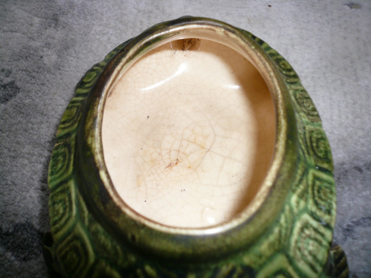 BRUSH McCOY ART DECO GARDEN POTTERY FABULOUS OLD TURTLE PLANTER 7 1/2″ LONG
