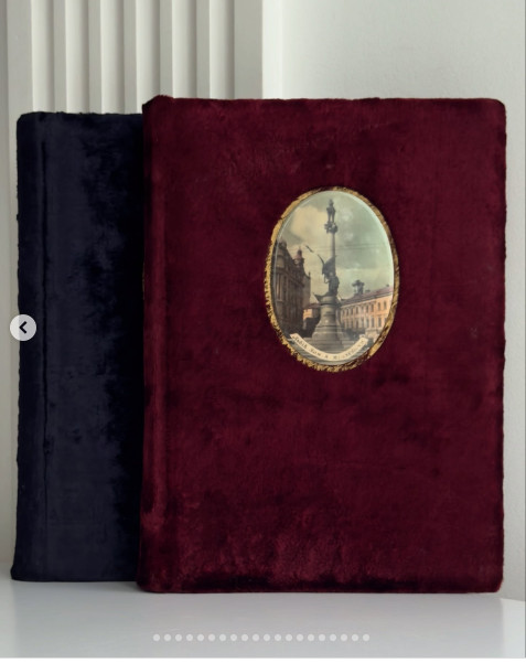 Antique Lviv Photo Albums Luxurious antique velvet albums for storing memories.