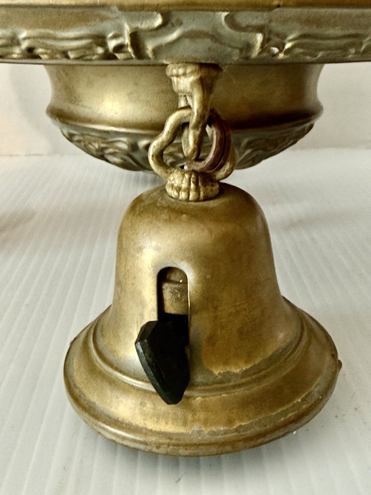 Antique Brass Art Deco 4 Light Pan Chandelier Turn Switch Sockets 14” Diameter