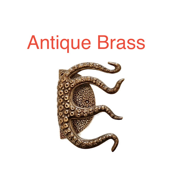 Pair Octopus Tentacle Door Handles — Small 11″ (27cm) Solid Brass • Free WW Ship