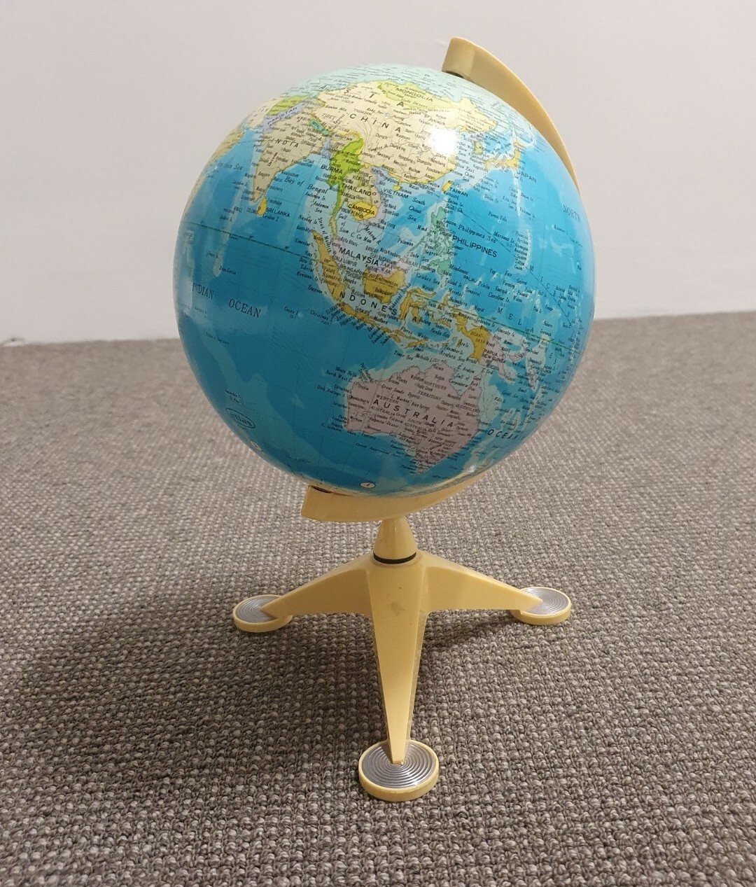 🔶️VINTAGE ATLAS WORLD GLOBE MAP MADE JAPAN MCM RETRO SPACE AGE ATOMIC SPUTNIK