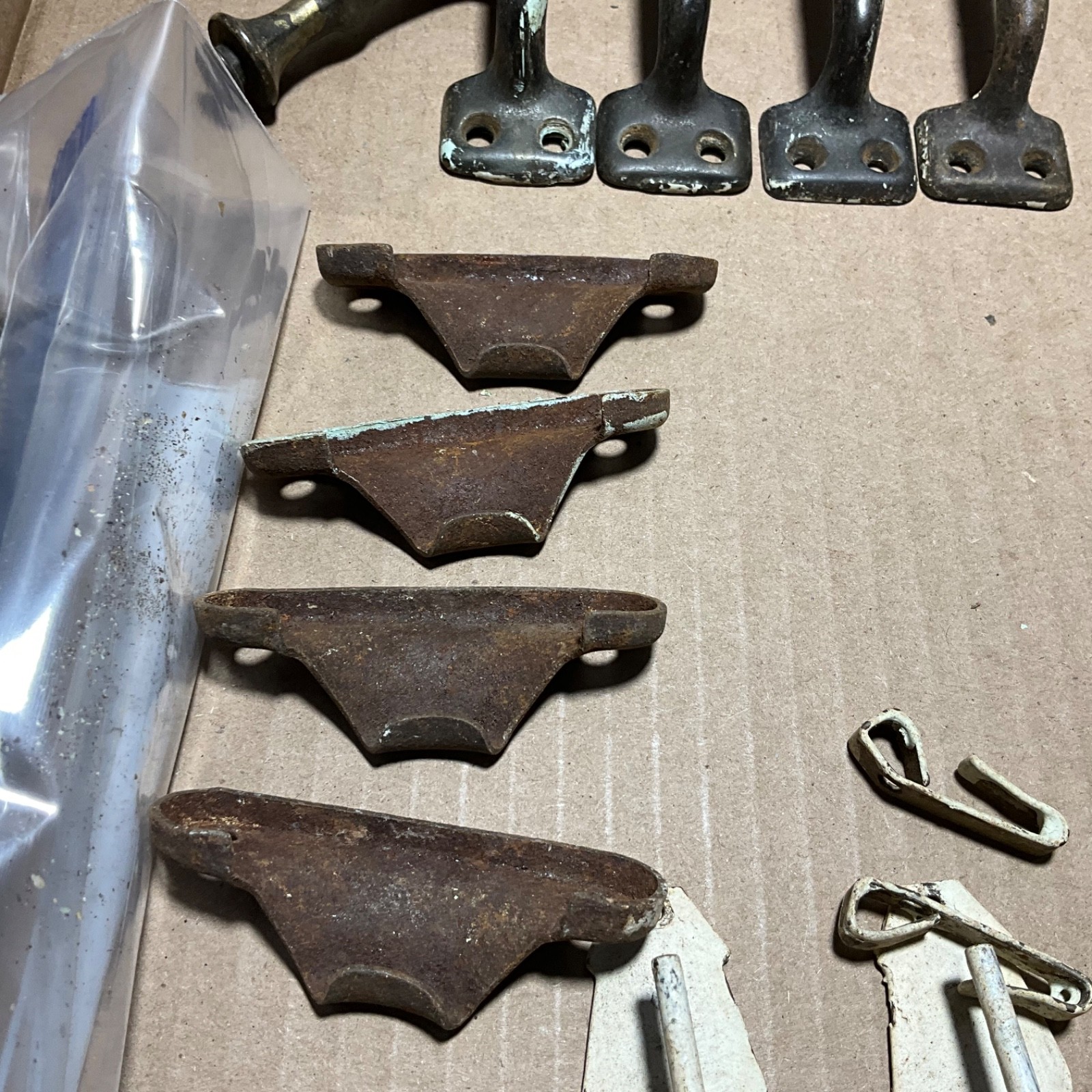 28 Piece Antique Hardware Window Locks, Lifts, Screws, Door Stopper + Ball Pins