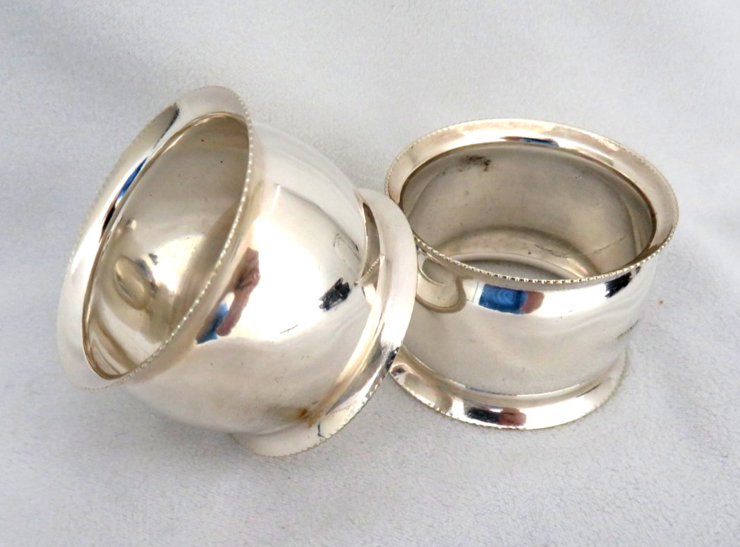 Antique English Silver Plated EPNS Wide Modern Style Napkin Rings No Mono XLNT