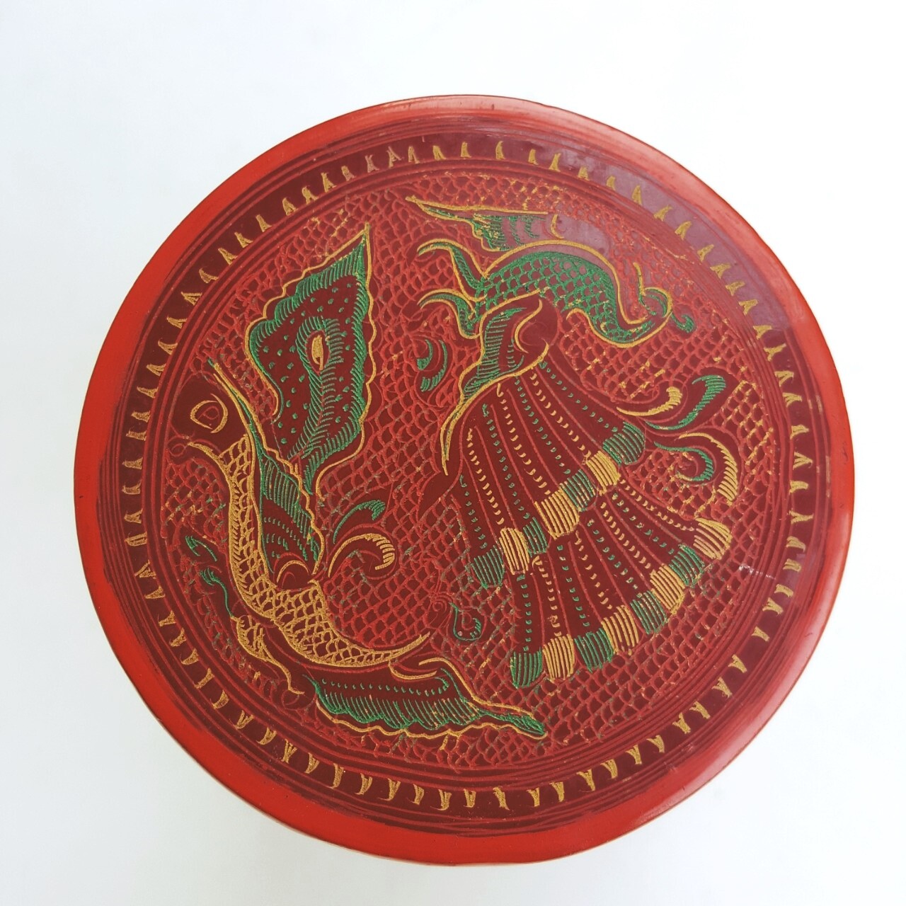1 set x Gorgeous Burmese Lacquerware Look Antique Betel Box Nut Box Collectible
