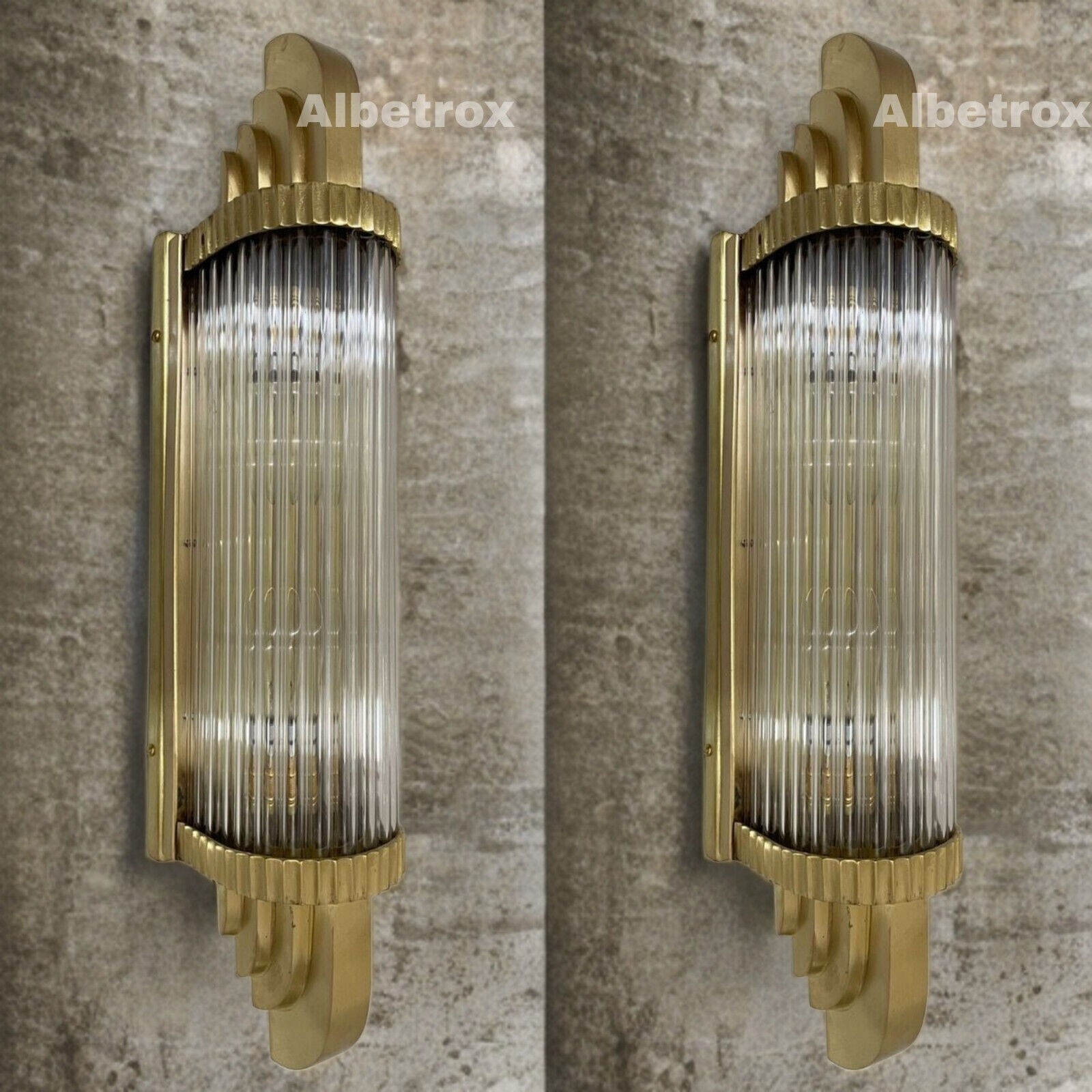 1 Pc Art Deco Brass & Glass Rod Ship Light Wall Sconce – Vintage Nautical