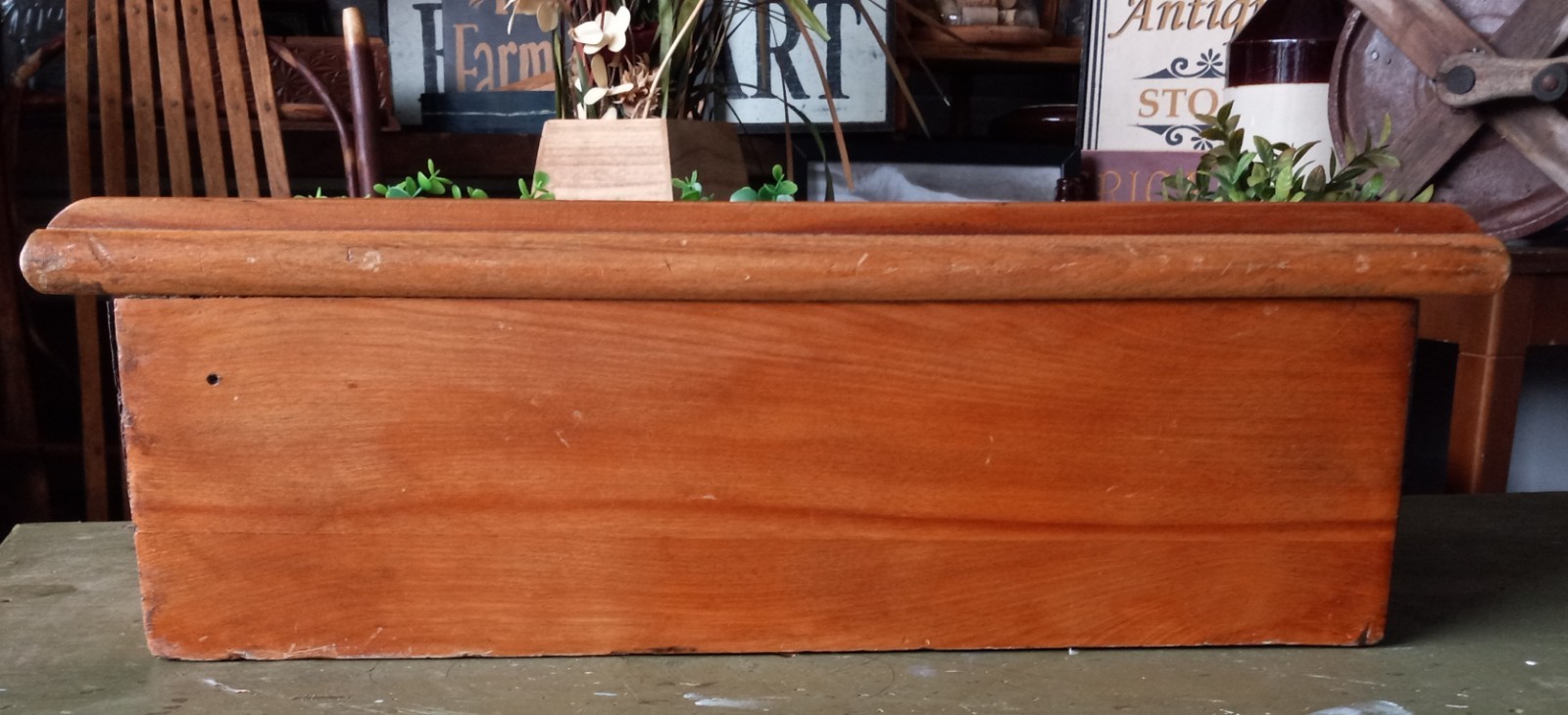Vintage Solid Oak Hand Painted Folk Art 1940’s Tabletop Desk Original Heavy RARE