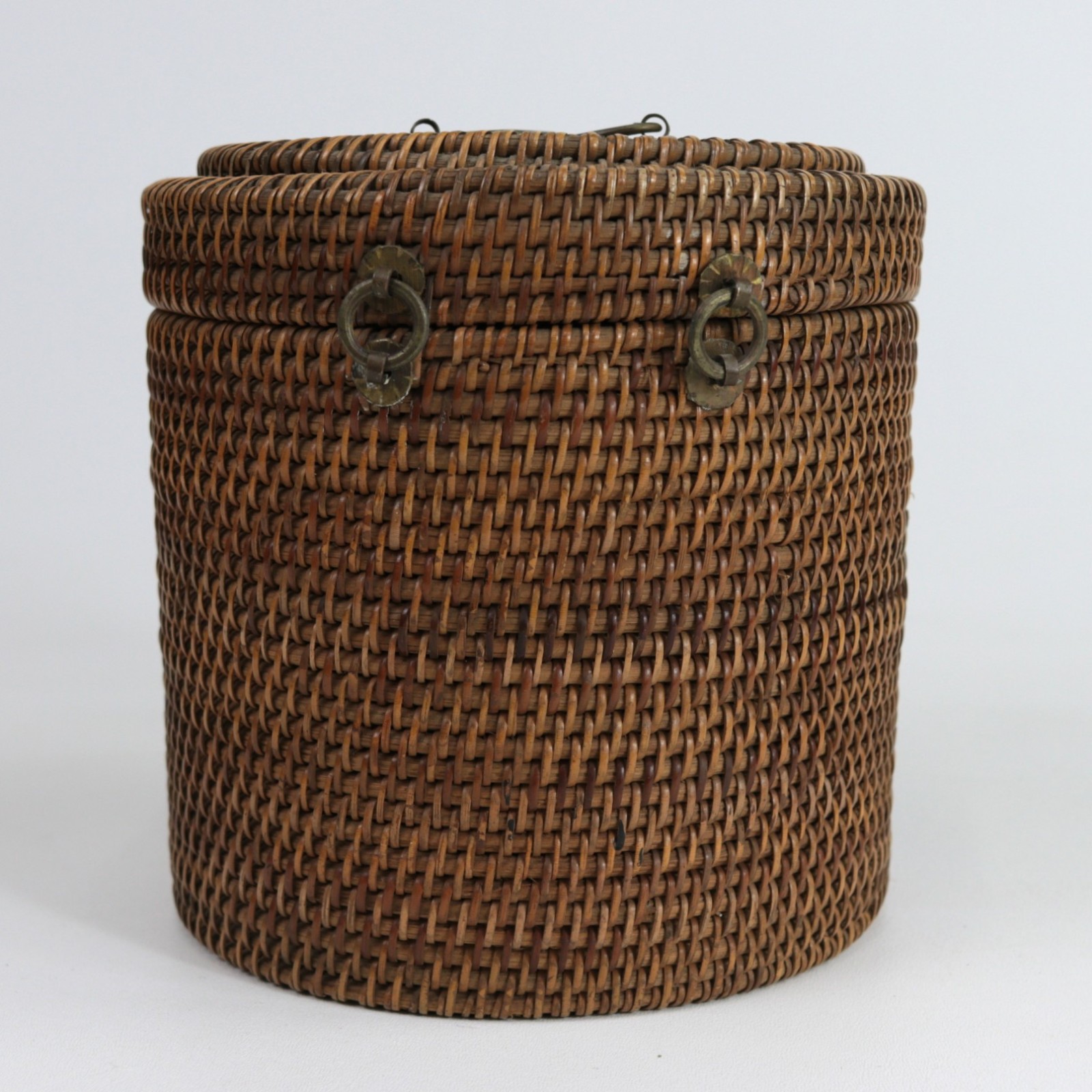 VTG Chinese Teapot & Woven Caddy w/ Spout Hole, Read Description