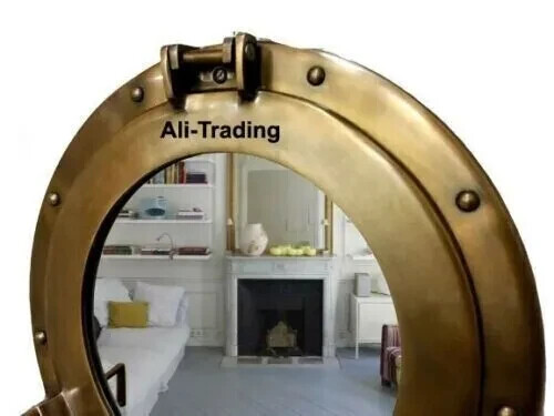 New Solid Brass Golden Finished 15″ Nautical Maritime Brass Ship Porthole Gift