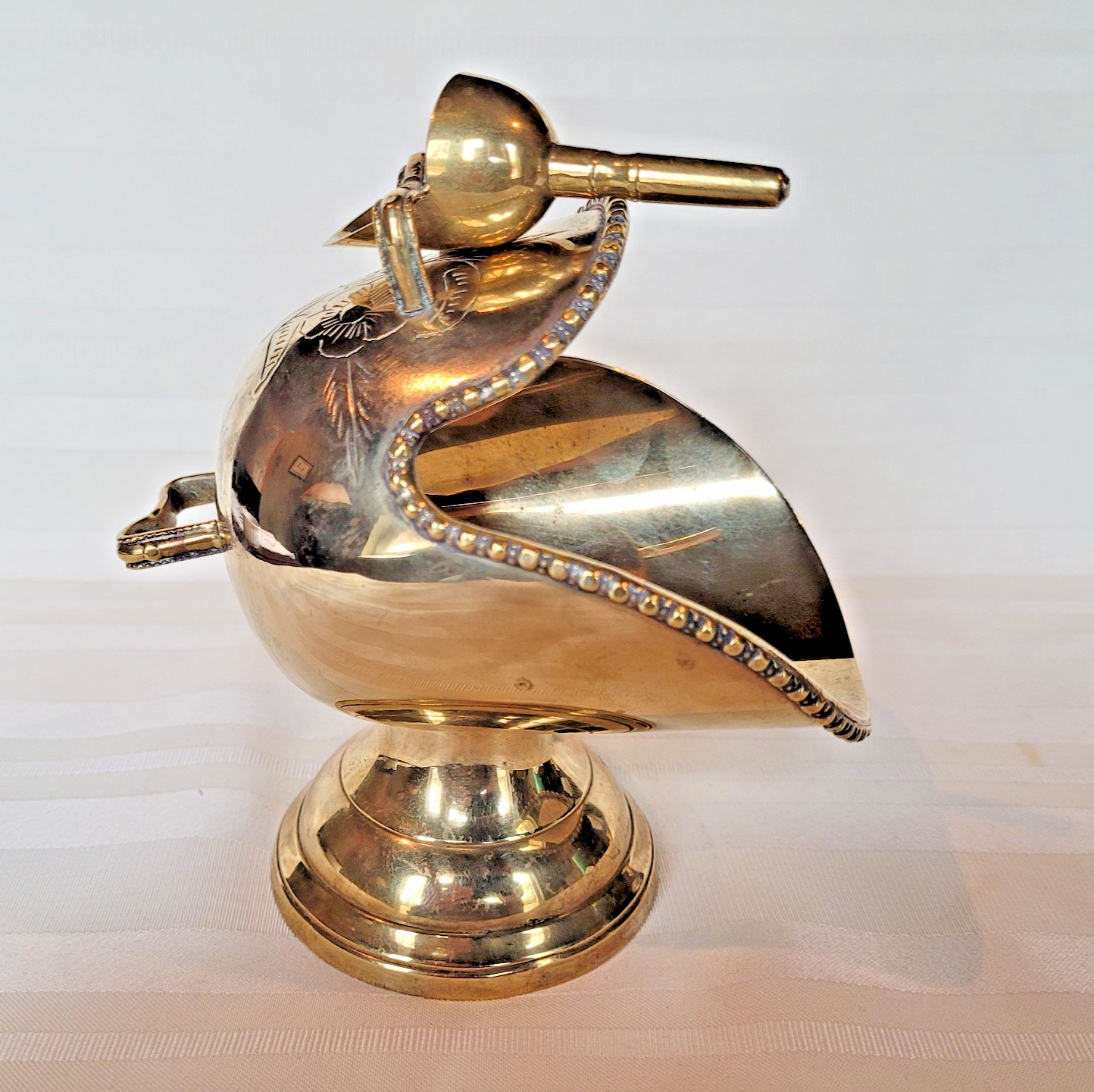 Vintage 2-Pc Sugar Scuttle with Scoop, Electroplated Nickel Silver, Gold Tone