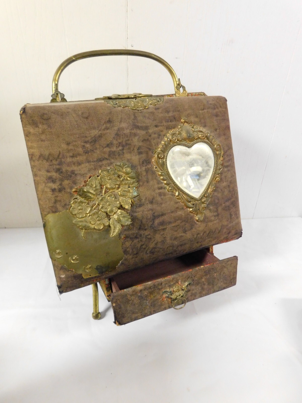 Victorian Era Standing Tapestry Photo Album with Drawer