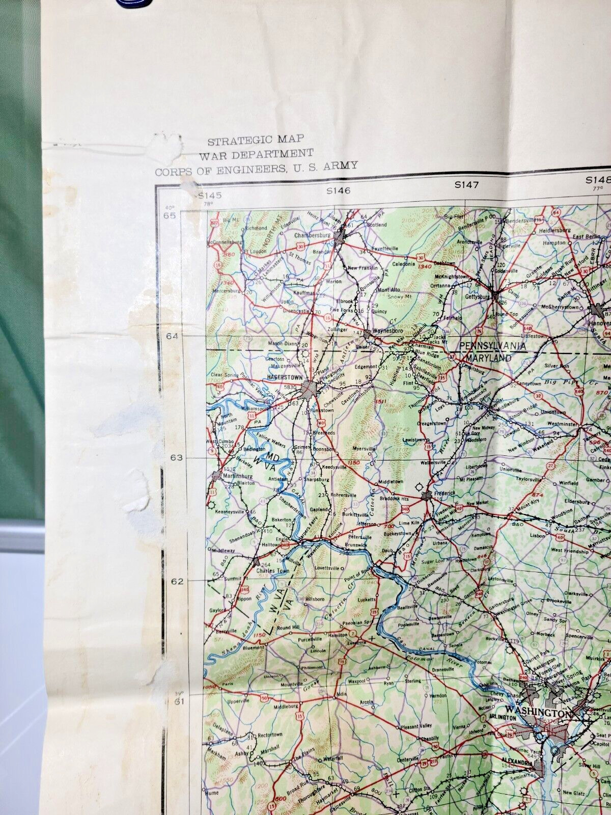 Washington Strategic Sheet Map Corps of Engineers US Army 1943 – 36″ x 26″