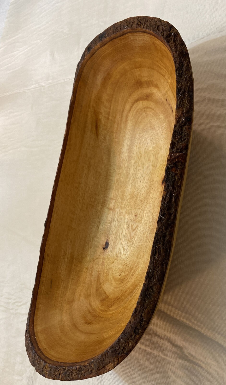 Rustic, Live Edge, Rectangle, Hand, Turned Wooden Bowl 15”L￼