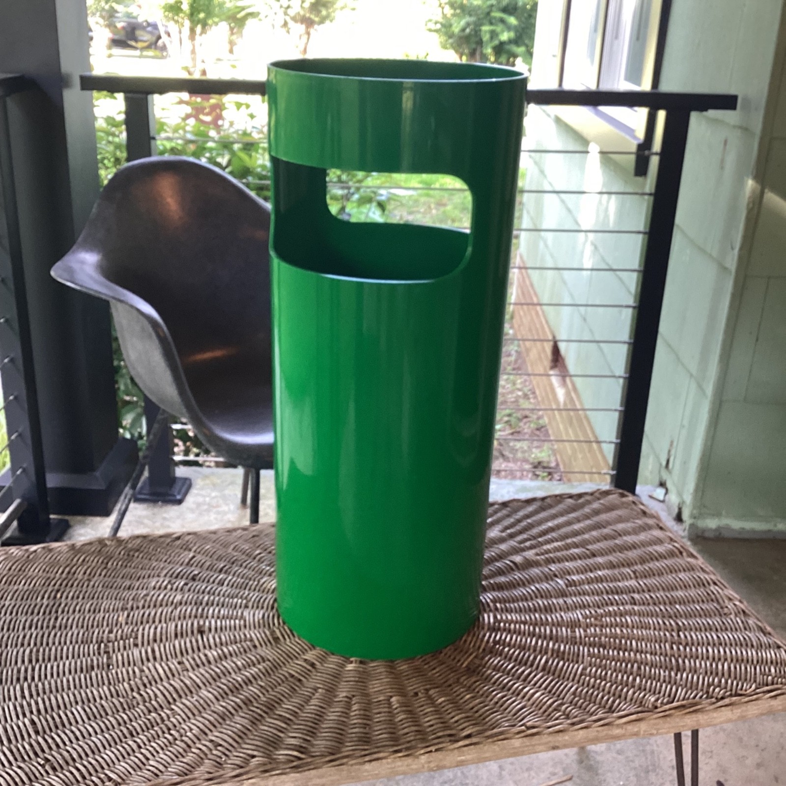 Vtg. KARTELL Gino Colombini Green Plastic Cylinder Umbrella Holder Lot 2