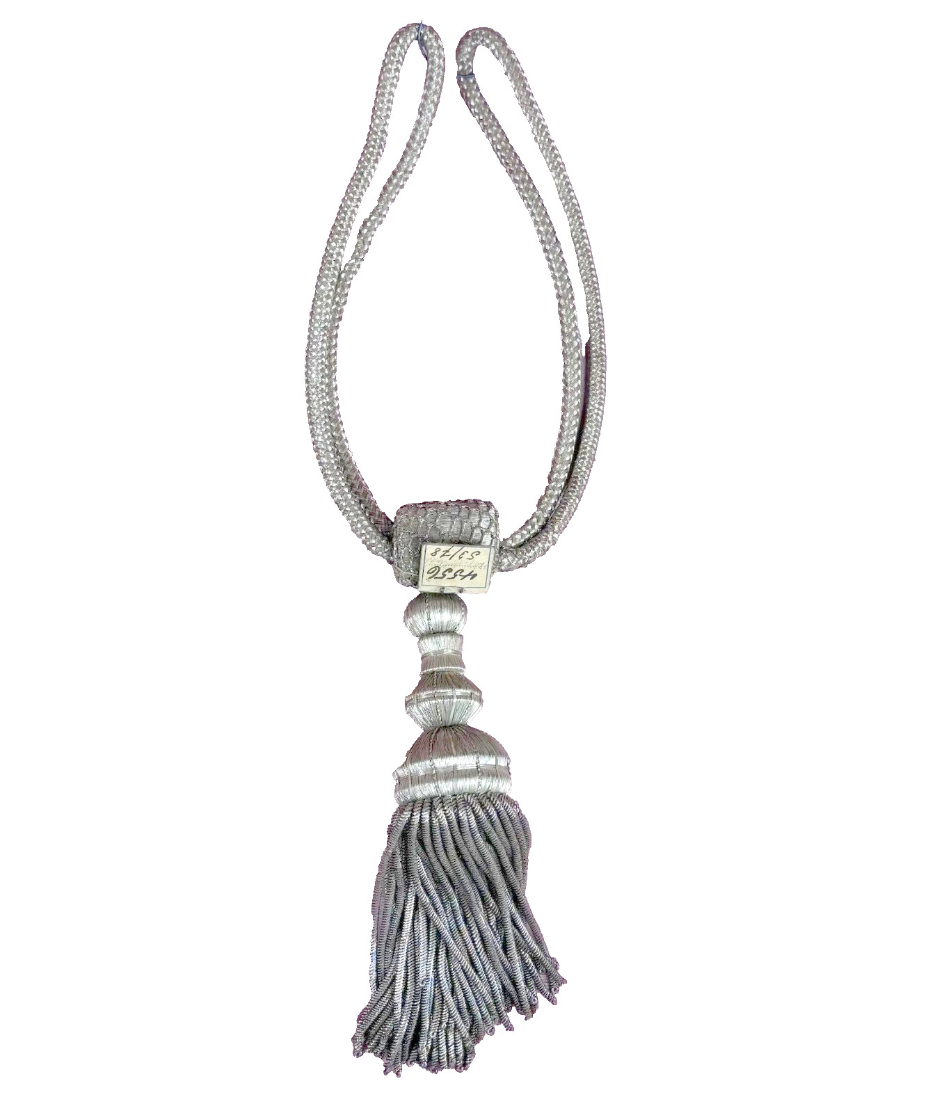 Antique Large Silver Metallic Bullion Tassel w Cord Sample German Textile Co