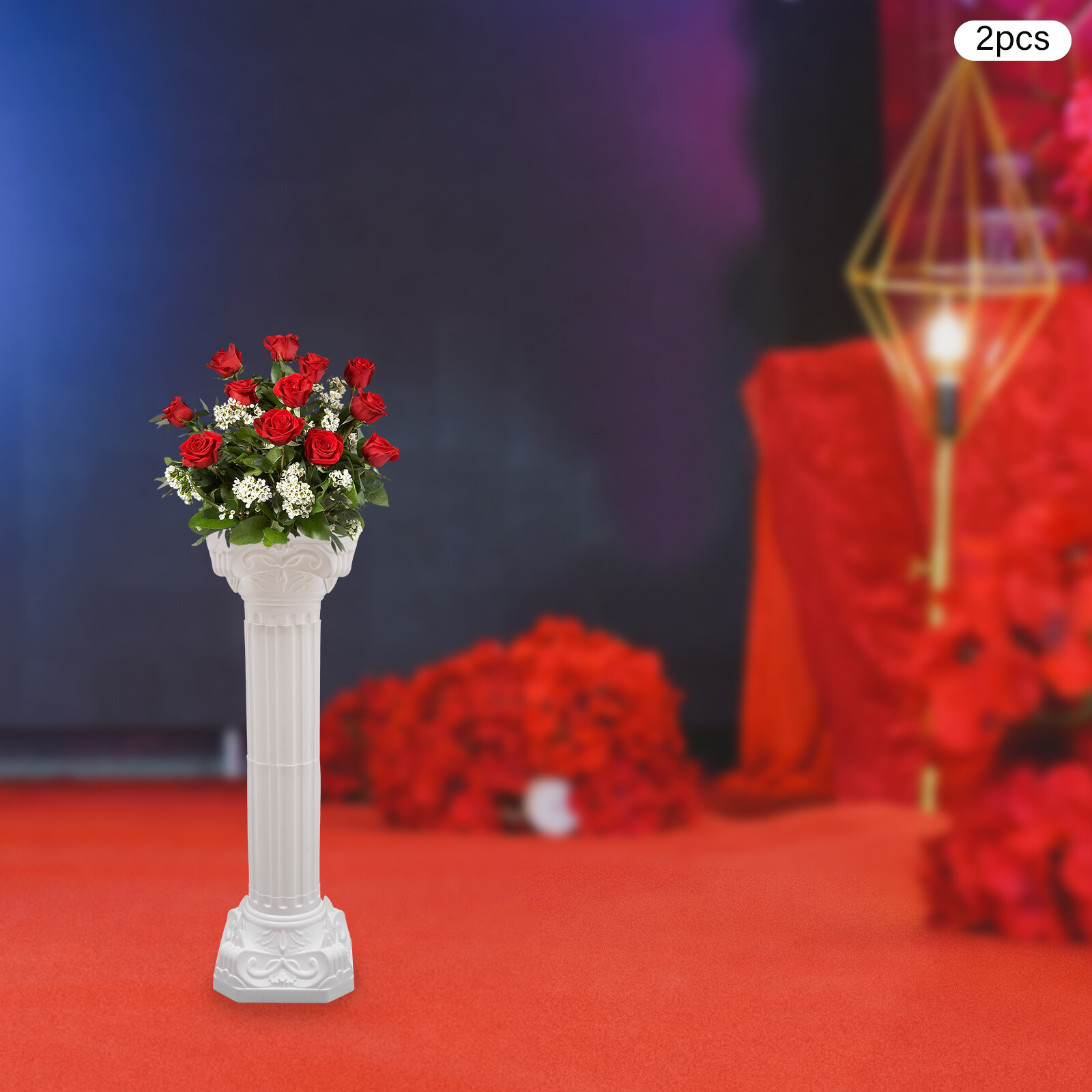 2 Pcs White Roman Pillar Wedding Roman Column Decorative Flowerpot Holder Column