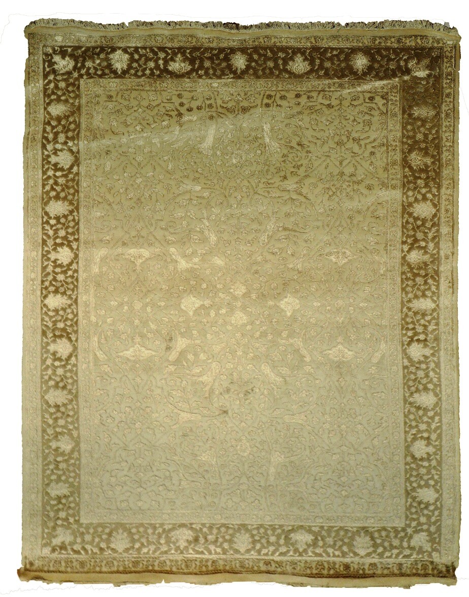 6×9 Plush Soft Raised Viscose Pile Wool & Silk Transitional Rug B-78842