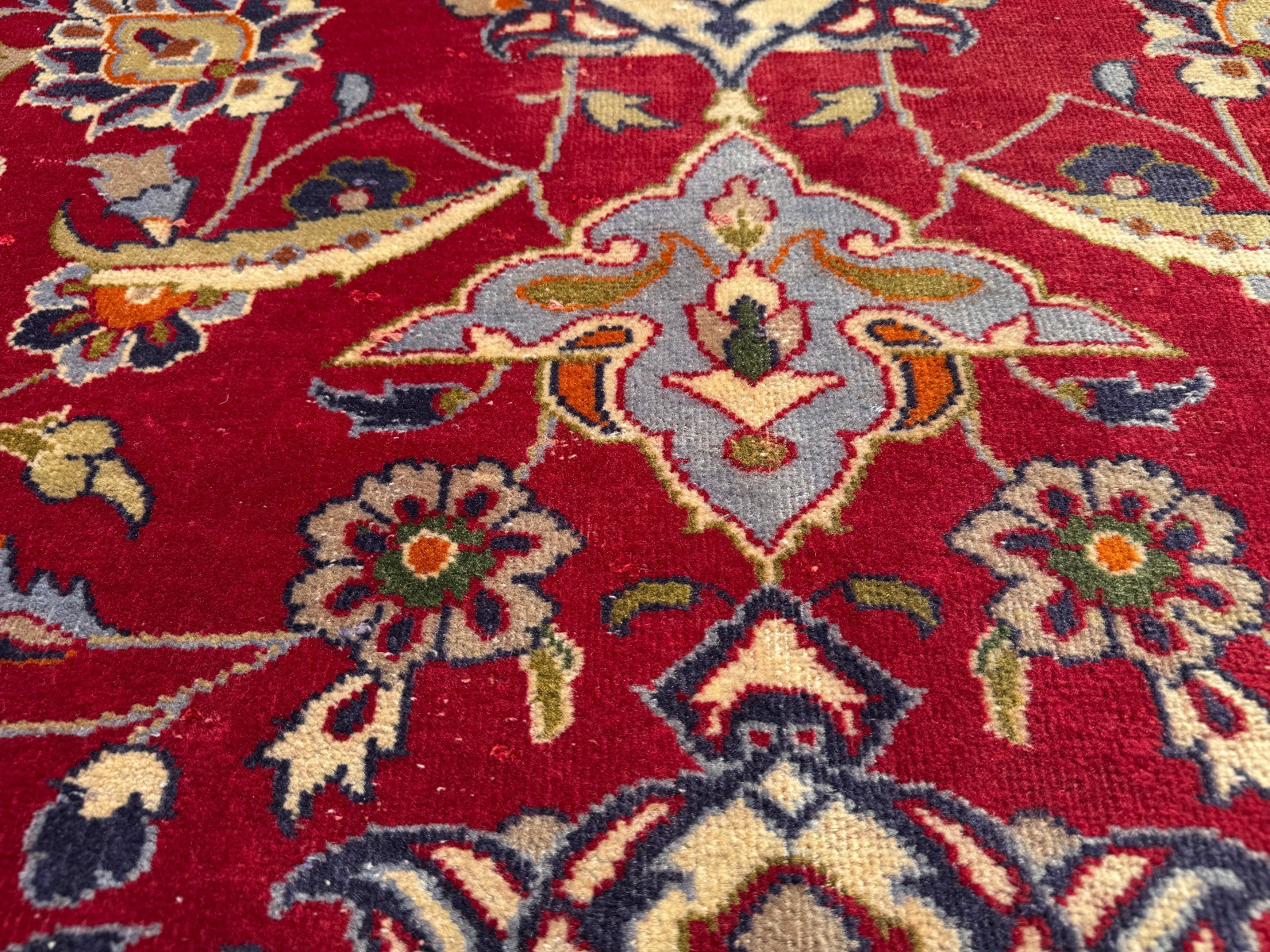 RED BLUE ANTIQUE ORIENTAL RUG 10×13 fine handmade wool colorful clean real 10×14