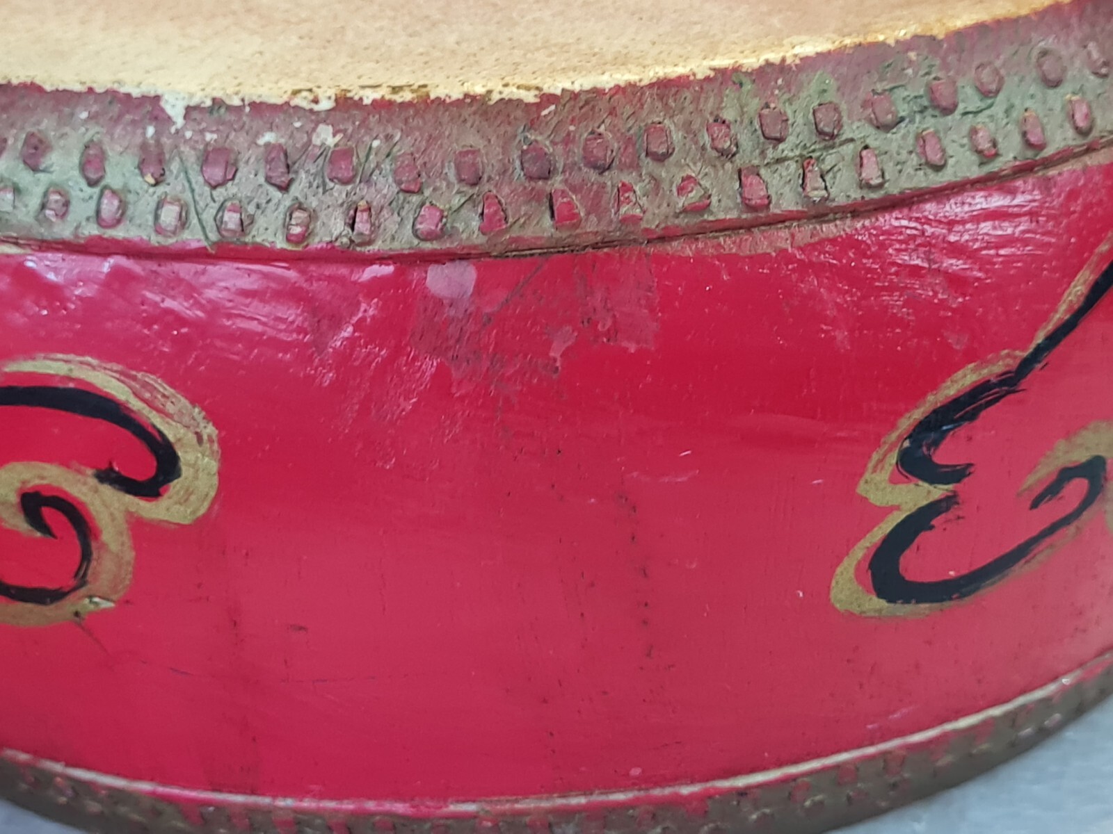 Vintage Kafele Wood & Cow Hide Drum – Chinese / Vietnamese?