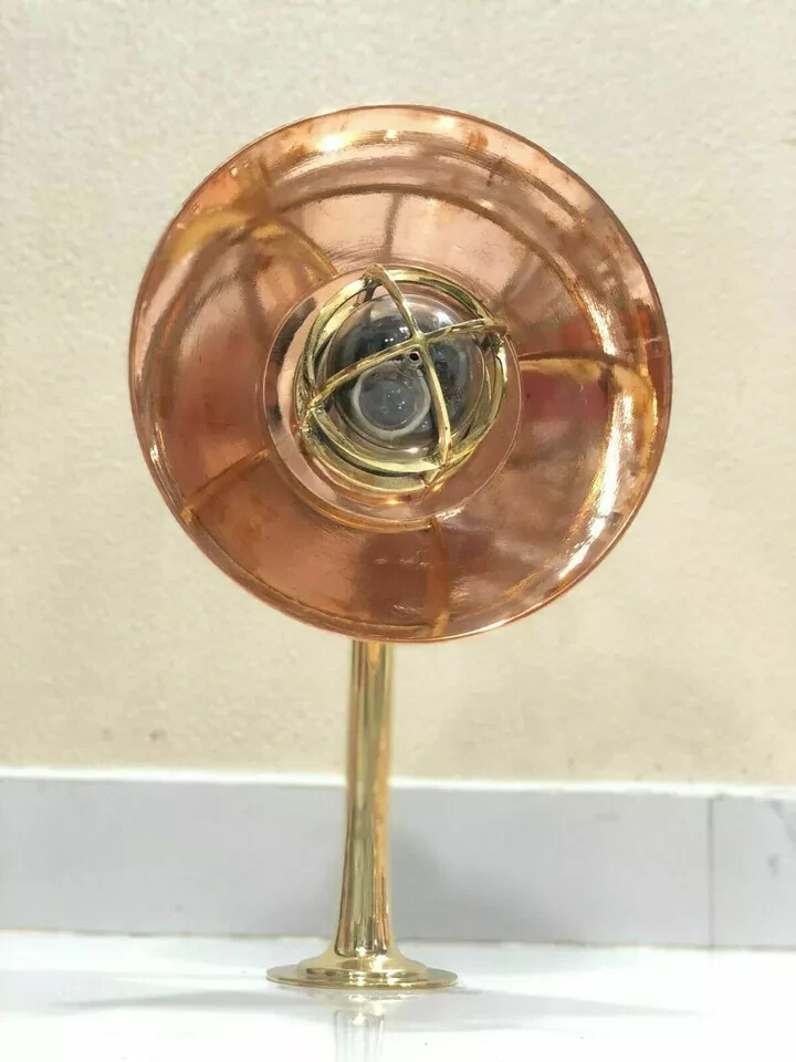 Vintage Antique Brass Bulkhead Nautical Wall Sconces Light Fixture-Copper Shade