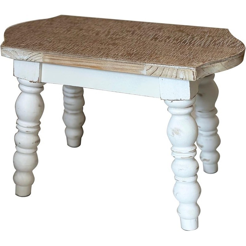 Antique Wood Step Stool Versatile Accent Furniture Easy Assembly Home Decor New