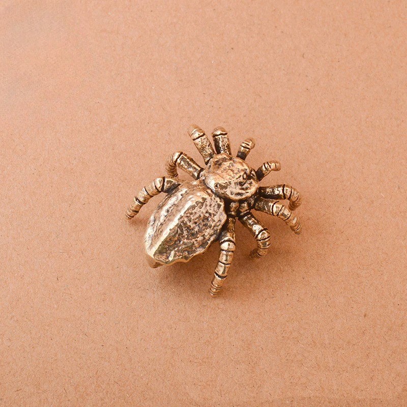 Solid Copper Spider Tarantula Figurines Miniature Creative Desktop Toy Ornament