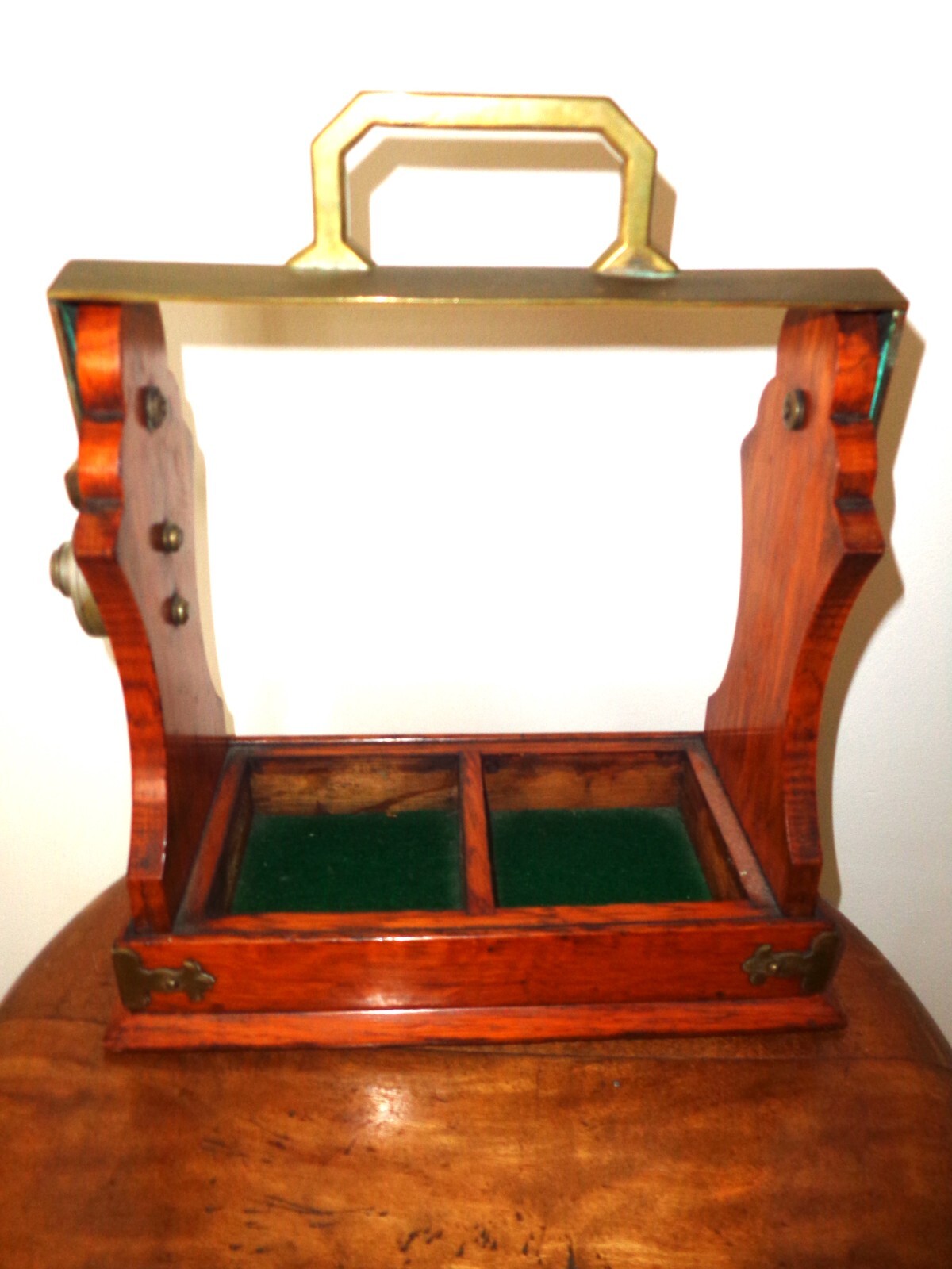 Antique Oak Wood and Brass Tantalus