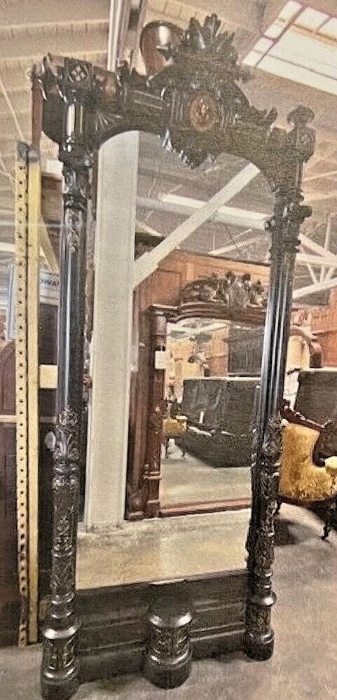 Victorian renaissance revival ebonized hall mirror attr. Herter 1875