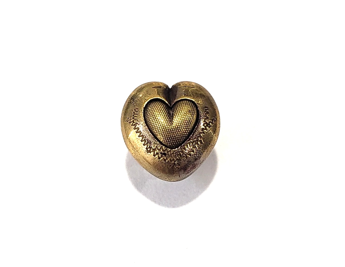 Austrian Tiny Antique Button Rare HEART Shape Brass Metal