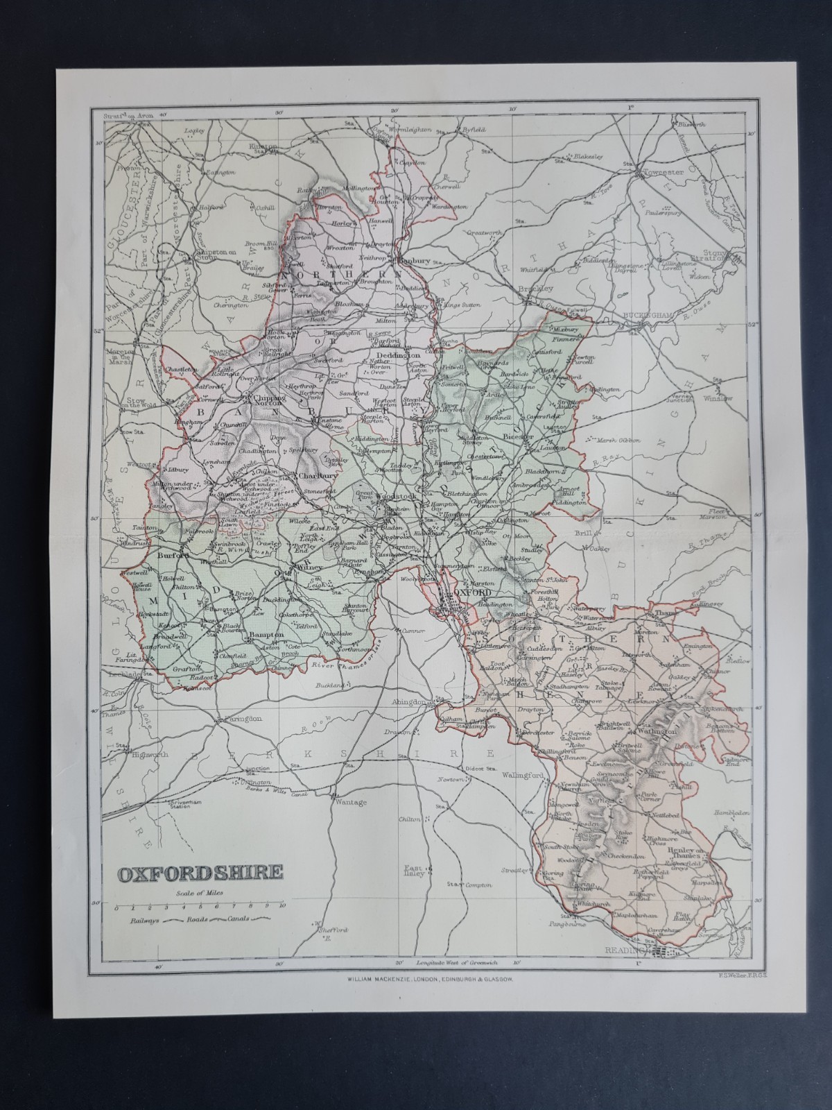 Antique 1895 Map – Oxfordshire – FS Weller