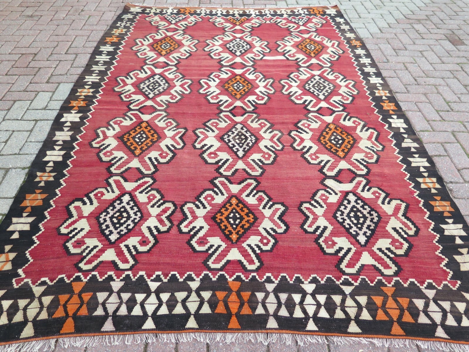 Anatolia Kilim, Vintage Rug, Floor Rug, Red Kelim, Area Rug 80″X120″ Wool Carpet