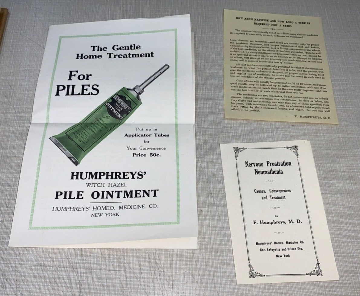 HUMPHREYS HOMEOPATHIC MEDICINE Mentor 1926 Pile Ointment Catalog Quack Medicine