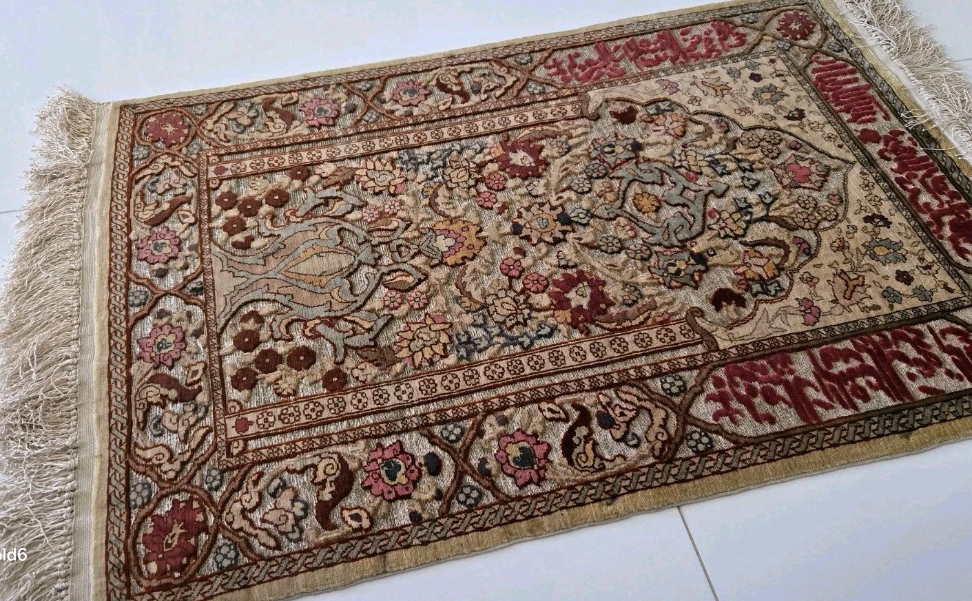 FINE 100% SILK GENUINE SOUF HEREKE TURKISH RUG RAISED PILE & METAL YARN