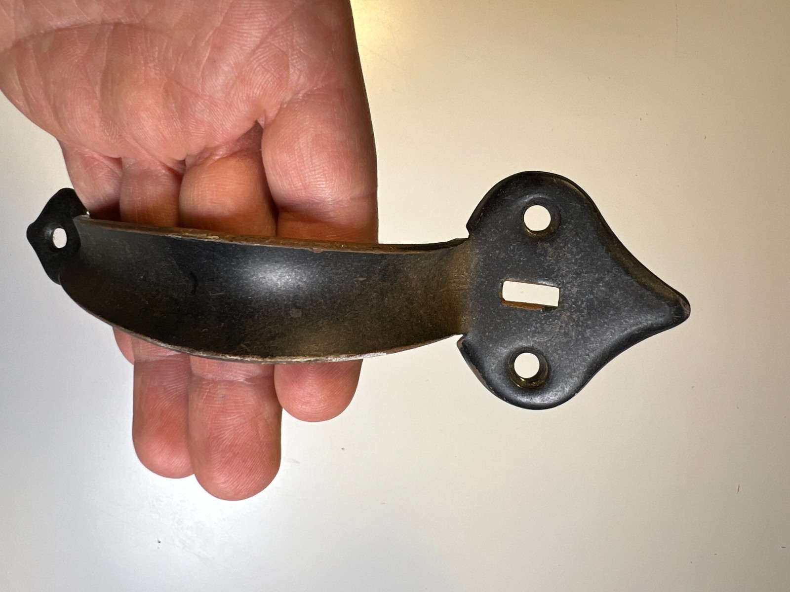 AntiqueSteel Screen Door Pull Teardrop Ends Old Thumb Latch Slot Handle Pull