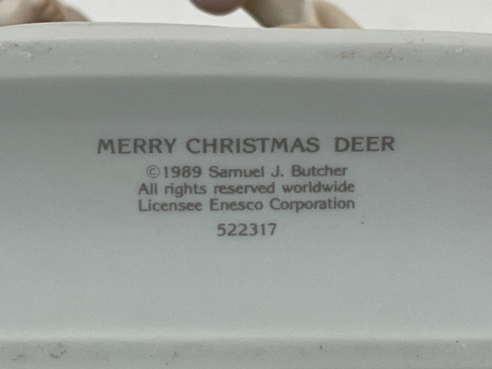 Precious Moments 1989 Enesco “Merry Christmas Deer” 531065 Porcelain Figurine