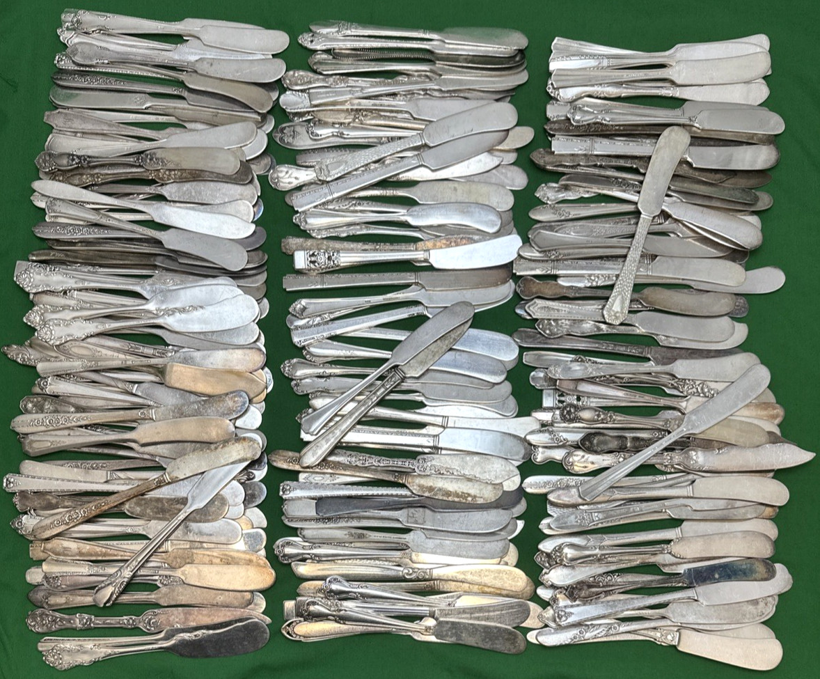 200 Pc Antique to Vintage Silverplated FLAT BUTTER SPREADERS Knives 5.5″-6.5″