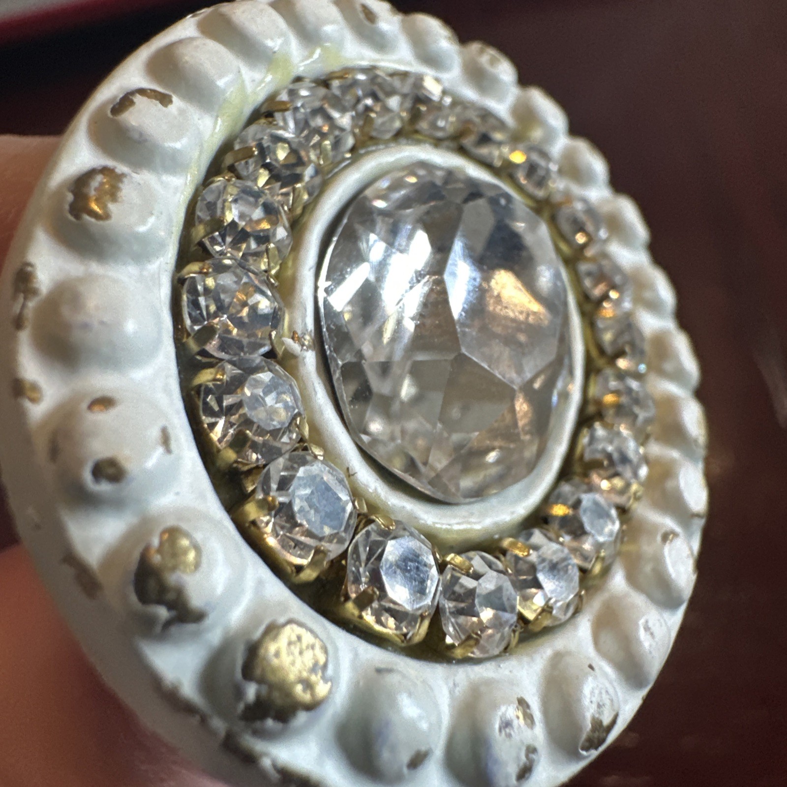White Rhinestone Crystal Pull Knob Shabby Chic Hobo Bling Fancy Country Cottage