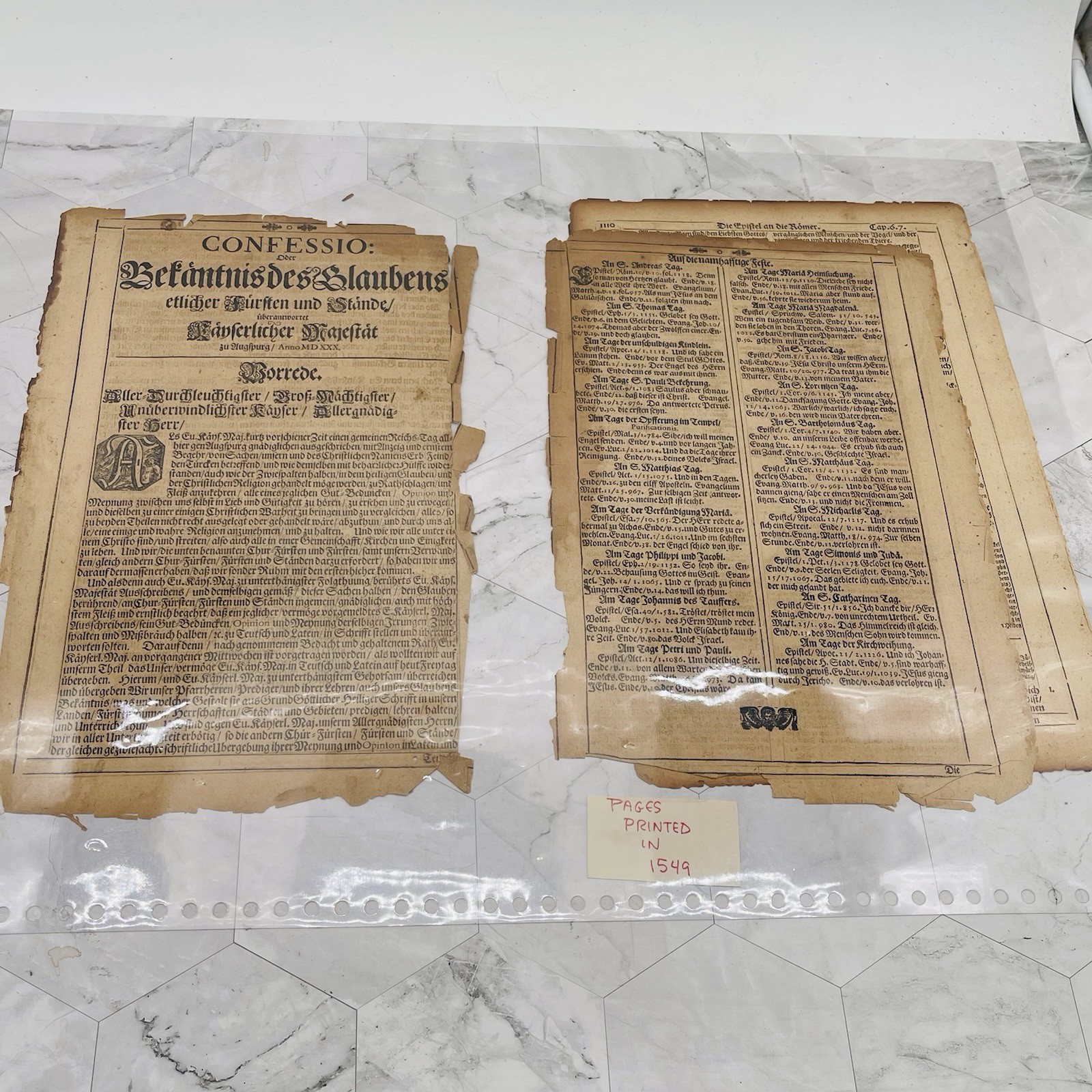 1549 German Manuscript Book Pages 1500s Ephemera Set of 3
