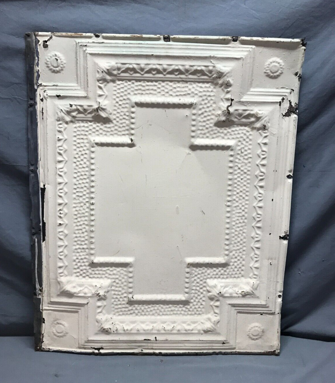 ONE Antique Embossed Cross Tin Metal Ceiling 24″x 30″ Shabby Chic Old 63-25B