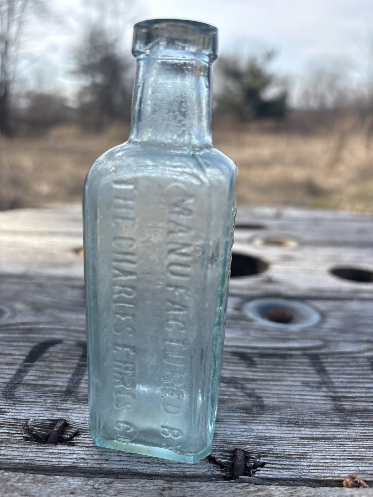 Antique Hires Improved Root Beer Ext. Makes 5gallons. Embossed Aqua Cork Top