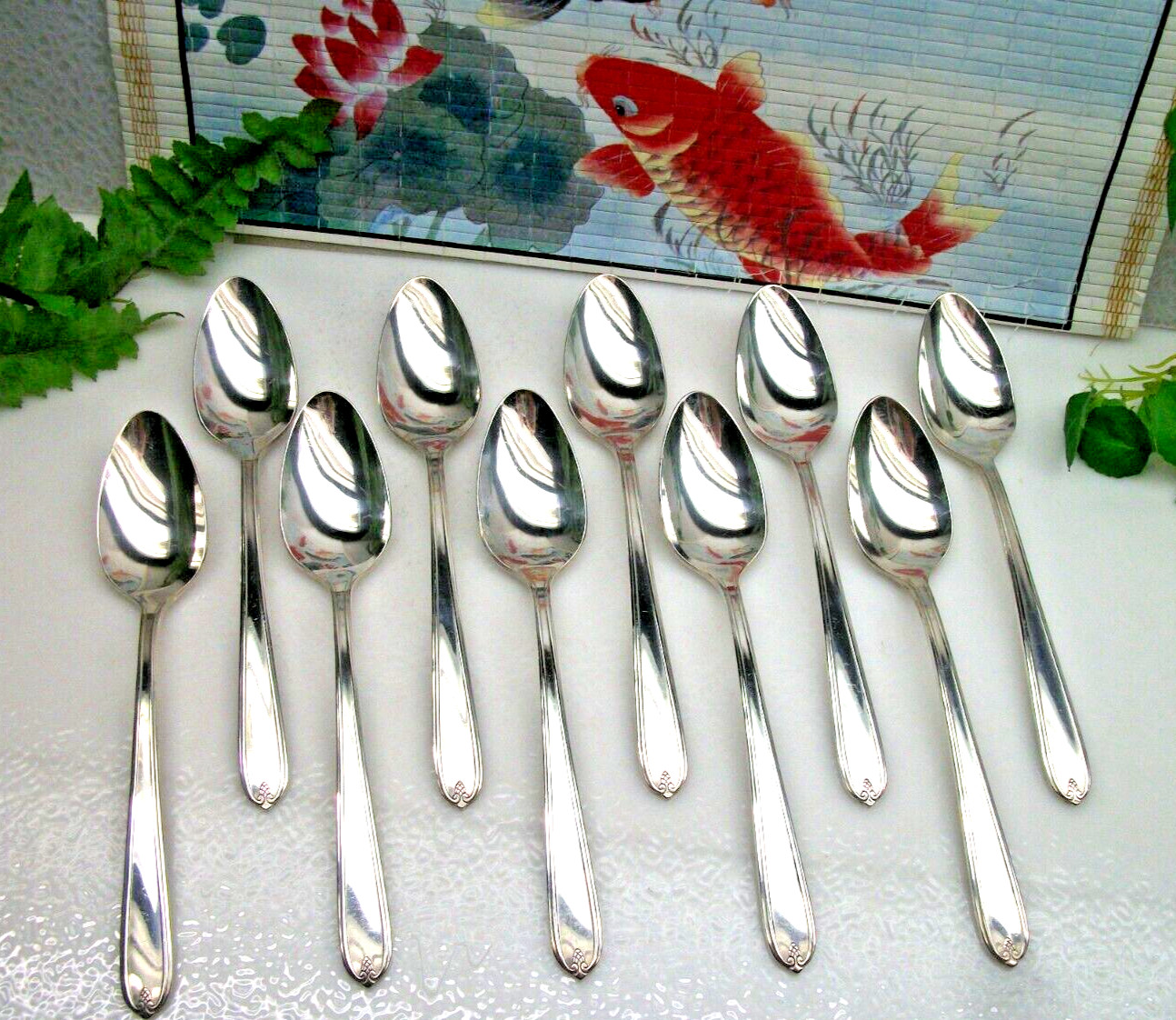 10 Oneida Prestige Plate LONGCHAMPS Chaumont Silverplate Teaspoons 1935