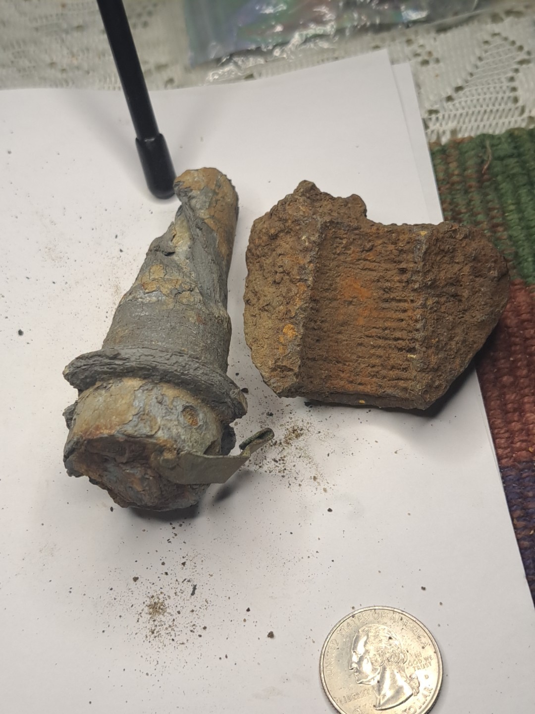 Civil War Schenkl Cambo Fuze And Nose Piece & Schell Theads Found Gettsburg