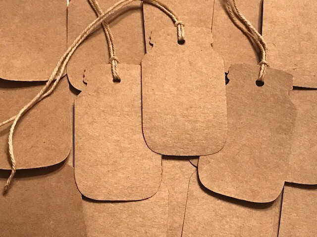 25 brown kraft cardstock CANNING MASON JAR Hang Tags price handmade FARMHOUSE