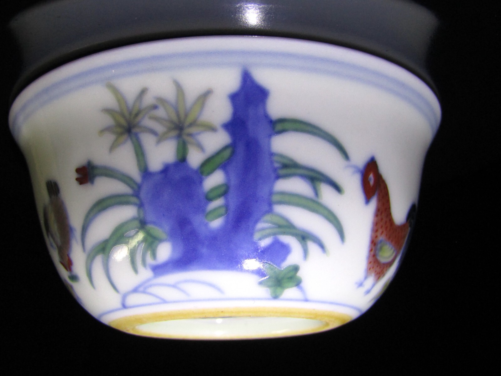 Ming Dynasty Signed Chenghua Chicken cup in Doucai Colors
