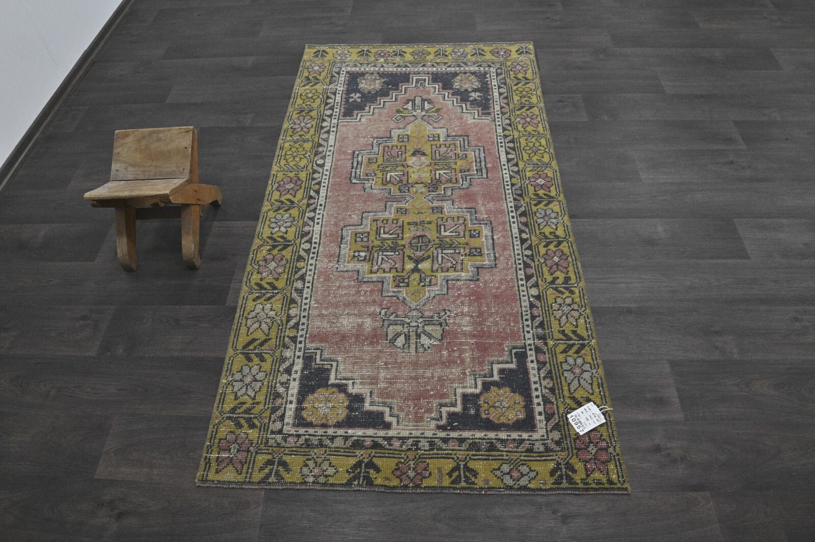 Oushak Turkish Vintage Rug 3×6 Kilim Rug Anatolian Handmade Boho Decor PEACH