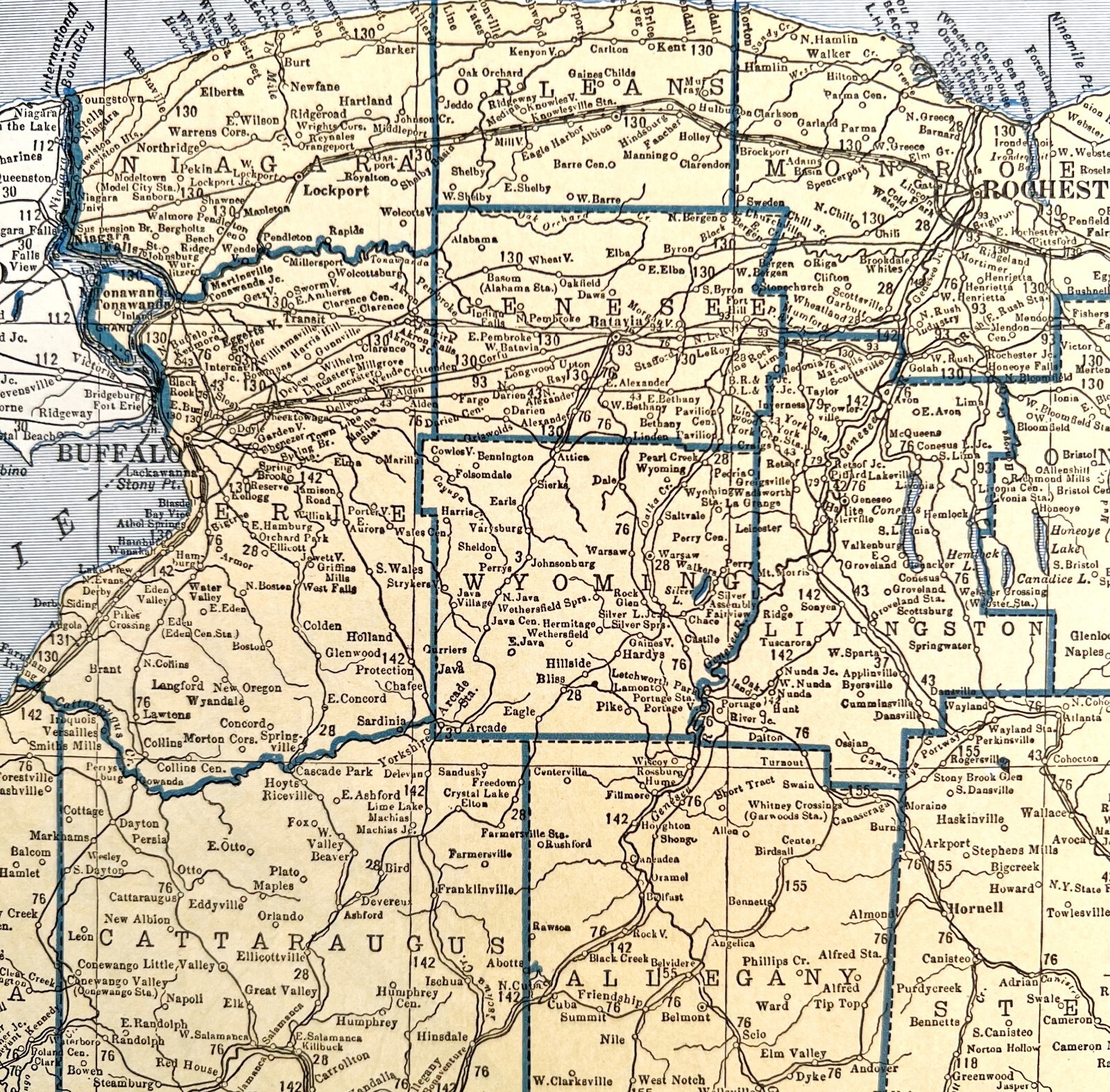 Map Western New York 1938 Buffalo Rochester Atlas United States Print DWU7