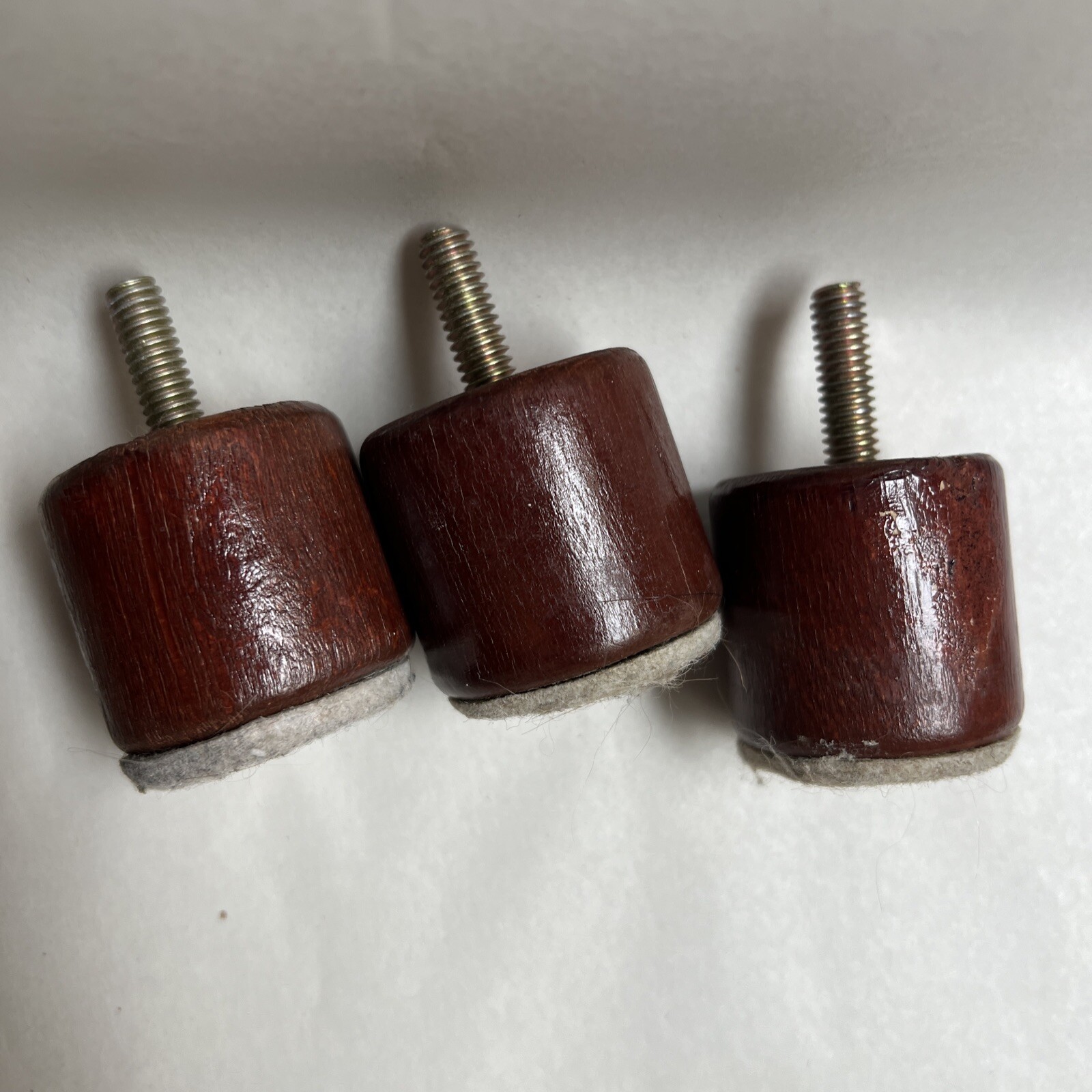 3 Vintage Cylinder Wood Sofa Chair Stool Legs Feet MCM 1.5″ #7A