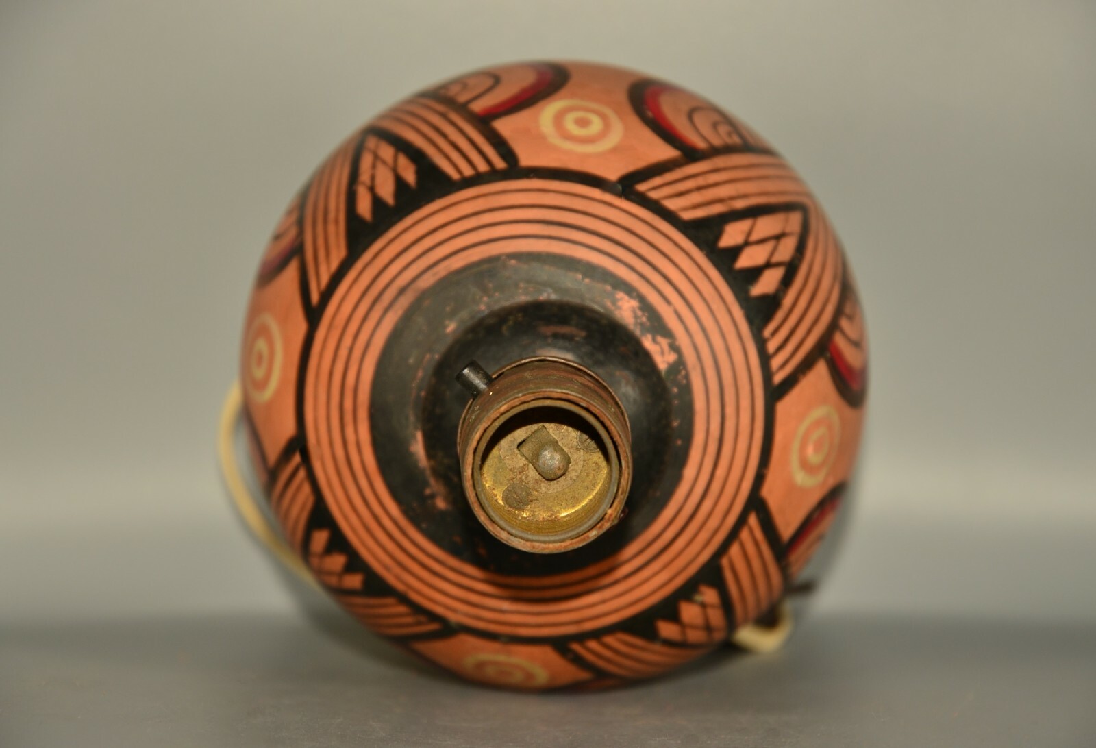 Antique Original Vintage Deco Pueblo Hand Painted Ceramic Vase Bowl Pottery Lamp