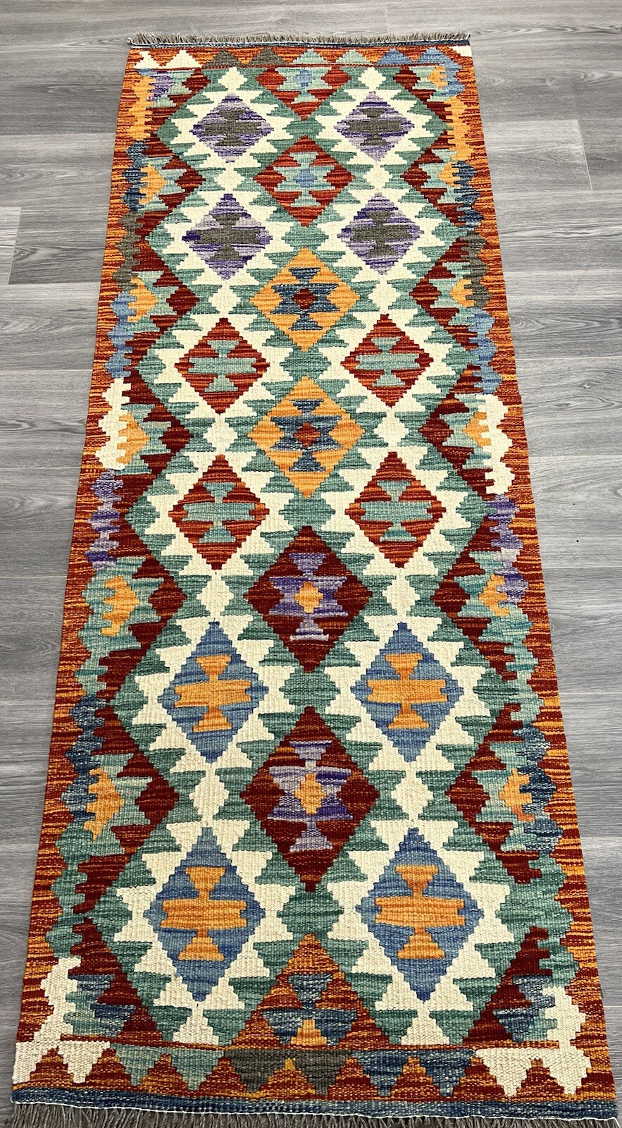 Handmade Kilim Runner wool natural colours Afghan Traditional 202cmx70cm