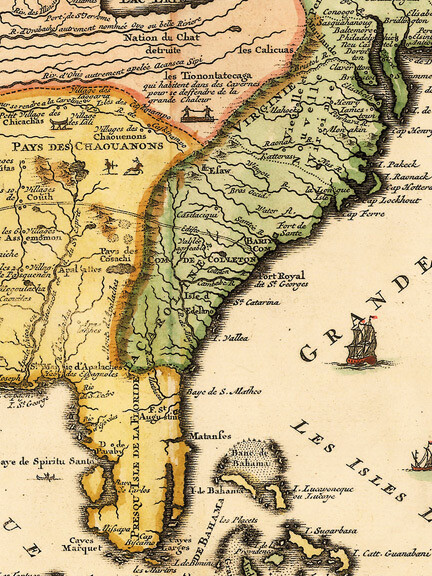 1700s “Map of New France” Vintage Style Early United States Map – 16×20