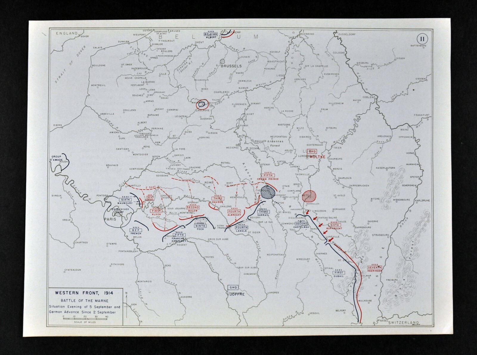 West Point WWI Map Western Front Battle of Marne Defense of Paris France Germany